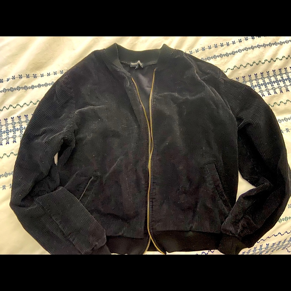 Black Corduroy Bomber Jacket